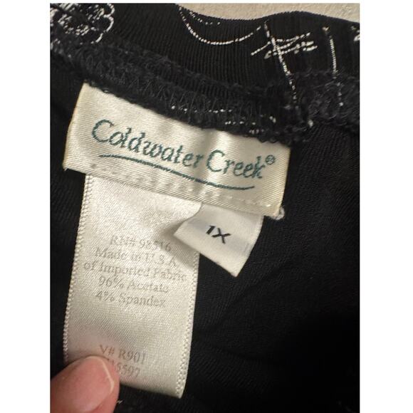 Coldwater Creek Black White Floral A-Line Skirt Pull On Travel Size 1X - Picture 4 of 4